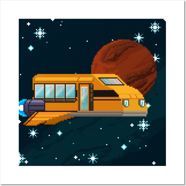 Pixel Art School bus Spaceship Wall Art by PixelCarvel